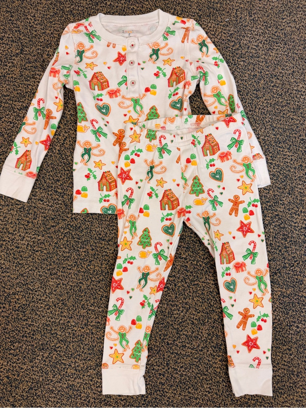 Kids roller rabbit Holiday Pajama Set - Gingerbread & Candy Print